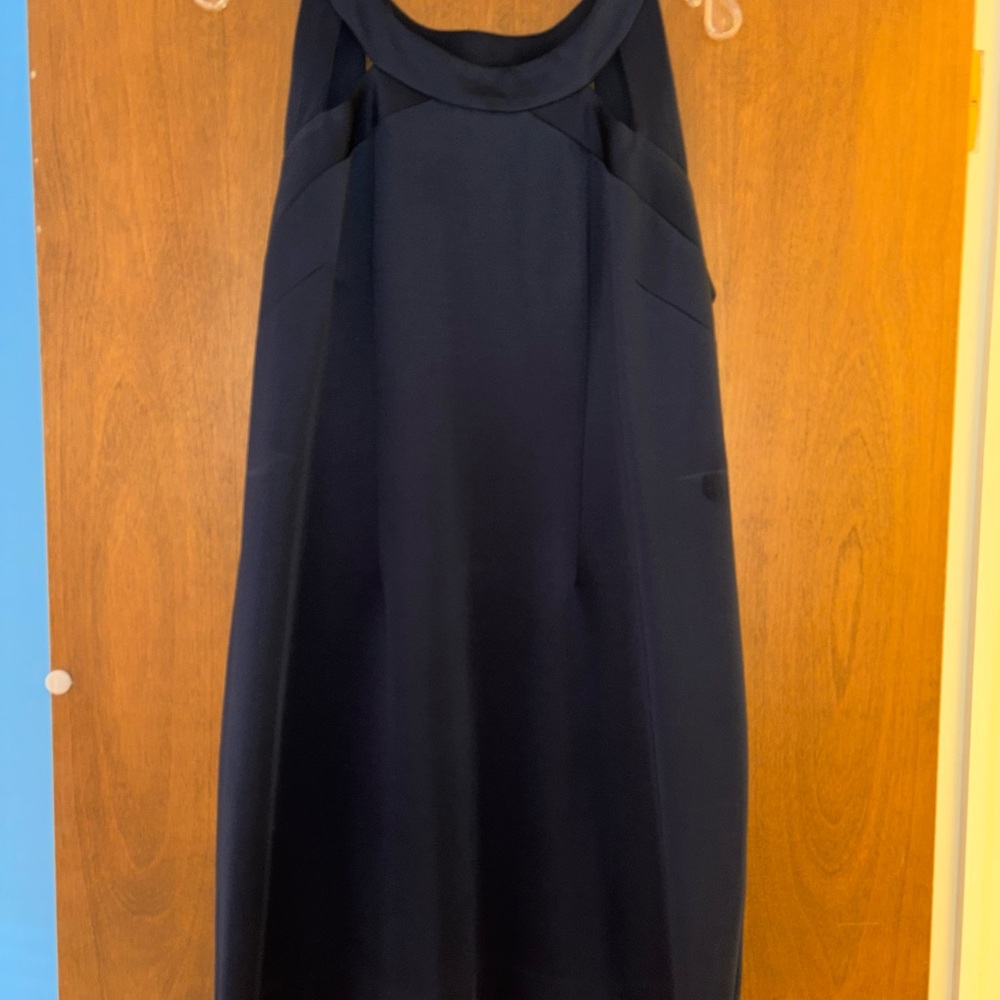 Gretchen Scott Designs Blue Halter A-line Midi Dress
